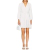 image:imageRVivimos Long Sleeve Cotton Dresses for Women Fall Casual V Neck ALine Tiered Mini Spring Dresses with BeltWhite