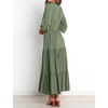 image:imageRVivimos Maxi Dress for Women Long Sleeve V Neck Drawstring Button Up Casual Split Flowy DressArmygreen