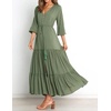 image:imageRVivimos Maxi Dress for Women Long Sleeve V Neck Drawstring Button Up Casual Split Flowy DressArmygreen