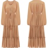 image:imageRVivimos Maxi Dress for Women Long Sleeve V Neck Drawstring Button Up Casual Split Flowy DressBrown