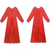 image:imageRVivimos Maxi Dress for Women Long Sleeve V Neck Drawstring Button Up Casual Split Flowy DressCoral