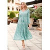 image:imageRVivimos Maxi Dress for Women Long Sleeve V Neck Drawstring Button Up Casual Split Flowy DressGreenfloral