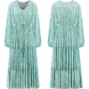 image:imageRVivimos Maxi Dress for Women Long Sleeve V Neck Drawstring Button Up Casual Split Flowy DressGreenfloral