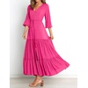 image:imageRVivimos Maxi Dress for Women Long Sleeve V Neck Drawstring Button Up Casual Split Flowy DressHot Pink