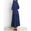image:imageRVivimos Maxi Dress for Women Long Sleeve V Neck Drawstring Button Up Casual Split Flowy DressNavyblue