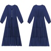 image:imageRVivimos Maxi Dress for Women Long Sleeve V Neck Drawstring Button Up Casual Split Flowy DressNavyblue