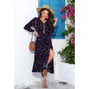 image:imageRVivimos Maxi Dress for Women Long Sleeve V Neck Drawstring Button Up Casual Split Flowy DressNavybluefloral