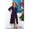 image:imageRVivimos Maxi Dress for Women Long Sleeve V Neck Drawstring Button Up Casual Split Flowy DressNavybluefloral