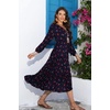 image:imageRVivimos Maxi Dress for Women Long Sleeve V Neck Drawstring Button Up Casual Split Flowy DressNavybluefloral