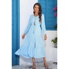 image:imageRVivimos Maxi Dress for Women Long Sleeve V Neck Drawstring Button Up Casual Split Flowy DressSkybluefloral