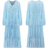 image:imageRVivimos Maxi Dress for Women Long Sleeve V Neck Drawstring Button Up Casual Split Flowy DressSkybluefloral
