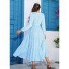image:imageRVivimos Maxi Dress for Women Long Sleeve V Neck Drawstring Button Up Casual Split Flowy DressSkybluefloral