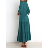 image:imageRVivimos Maxi Dress for Women Long Sleeve V Neck Drawstring Button Up Casual Split Flowy DressTeal