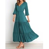 image:imageRVivimos Maxi Dress for Women Long Sleeve V Neck Drawstring Button Up Casual Split Flowy DressTeal