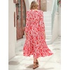 image:imageRVivimos Maxi Dress for Women Long Sleeve V Neck Drawstring Button Up Casual Split Flowy DressWhiteredfloral