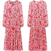 image:imageRVivimos Maxi Dress for Women Long Sleeve V Neck Drawstring Button Up Casual Split Flowy DressWhiteredfloral