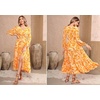 image:imageRVivimos Maxi Dress for Women Long Sleeve V Neck Drawstring Button Up Casual Split Flowy DressYellowfloral