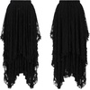 image:imageRVivimos Women Lace Long Skirts Summer Elastic Asymmetrical Layered Hem Sexy SeeThrough Beach Floral Maxi SkirtsBlack