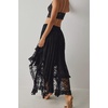 image:imageRVivimos Women Lace Long Skirts Summer Elastic Asymmetrical Layered Hem Sexy SeeThrough Beach Floral Maxi SkirtsBlack