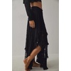image:imageRVivimos Women Lace Long Skirts Summer Elastic Asymmetrical Layered Hem Sexy SeeThrough Beach Floral Maxi SkirtsBlack