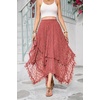 image:imageRVivimos Women Lace Long Skirts Summer Elastic Asymmetrical Layered Hem Sexy SeeThrough Beach Floral Maxi SkirtsCoral Pink