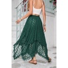 image:imageRVivimos Women Lace Long Skirts Summer Elastic Asymmetrical Layered Hem Sexy SeeThrough Beach Floral Maxi SkirtsDark Green