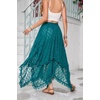 image:imageRVivimos Women Lace Long Skirts Summer Elastic Asymmetrical Layered Hem Sexy SeeThrough Beach Floral Maxi SkirtsGreen