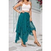 image:imageRVivimos Women Lace Long Skirts Summer Elastic Asymmetrical Layered Hem Sexy SeeThrough Beach Floral Maxi SkirtsGreen