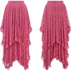 image:imageRVivimos Women Lace Long Skirts Summer Elastic Asymmetrical Layered Hem Sexy SeeThrough Beach Floral Maxi SkirtsHotpink