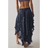 image:imageRVivimos Women Lace Long Skirts Summer Elastic Asymmetrical Layered Hem Sexy SeeThrough Beach Floral Maxi SkirtsNavy Blue