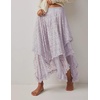 image:imageRVivimos Women Lace Long Skirts Summer Elastic Asymmetrical Layered Hem Sexy SeeThrough Beach Floral Maxi SkirtsPurple