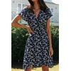 image:imageRVivimos Women Summer Cotton Short Sleeves V Neck Casual Wrap Mini DressesNavybluefloral