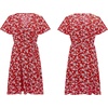 image:imageRVivimos Women Summer Cotton Short Sleeves V Neck Casual Wrap Mini DressesRed