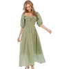 image:imageRVivimos Women Summer Half Sleeve Cotton Ruffled Vintage Elegant Backless A Line Flowy Long DressesArmygreen1