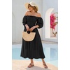 image:imageRVivimos Women Summer Half Sleeve Cotton Ruffled Vintage Elegant Backless A Line Flowy Long DressesBlack1