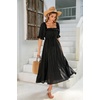 image:imageRVivimos Women Summer Half Sleeve Cotton Ruffled Vintage Elegant Backless A Line Flowy Long DressesBlack2