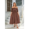 image:imageRVivimos Women Summer Half Sleeve Cotton Ruffled Vintage Elegant Backless A Line Flowy Long DressesBrown2