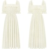 image:imageRVivimos Women Summer Half Sleeve Cotton Ruffled Vintage Elegant Backless A Line Flowy Long DressesCream2floral