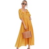 image:imageRVivimos Women Summer Half Sleeve Cotton Ruffled Vintage Elegant Backless A Line Flowy Long DressesGolden1