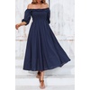 image:imageRVivimos Women Summer Half Sleeve Cotton Ruffled Vintage Elegant Backless A Line Flowy Long DressesNavyblue1