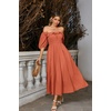 image:imageRVivimos Women Summer Half Sleeve Cotton Ruffled Vintage Elegant Backless A Line Flowy Long DressesOrange1