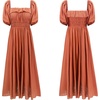 image:imageRVivimos Women Summer Half Sleeve Cotton Ruffled Vintage Elegant Backless A Line Flowy Long DressesOrange1