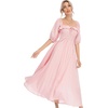 image:imageRVivimos Women Summer Half Sleeve Cotton Ruffled Vintage Elegant Backless A Line Flowy Long DressesPink1