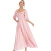 image:imageRVivimos Women Summer Half Sleeve Cotton Ruffled Vintage Elegant Backless A Line Flowy Long DressesPink1