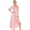 image:imageRVivimos Women Summer Half Sleeve Cotton Ruffled Vintage Elegant Backless A Line Flowy Long DressesPink1
