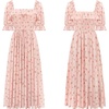 image:imageRVivimos Women Summer Half Sleeve Cotton Ruffled Vintage Elegant Backless A Line Flowy Long DressesPink2floral