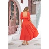 image:imageRVivimos Women Summer Half Sleeve Cotton Ruffled Vintage Elegant Backless A Line Flowy Long DressesRed2