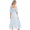 image:imageRVivimos Women Summer Half Sleeve Cotton Ruffled Vintage Elegant Backless A Line Flowy Long DressesSkyblue