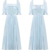 image:imageRVivimos Women Summer Half Sleeve Cotton Ruffled Vintage Elegant Backless A Line Flowy Long DressesSkyblue2