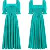 image:imageRVivimos Women Summer Half Sleeve Cotton Ruffled Vintage Elegant Backless A Line Flowy Long DressesTurquoise2